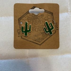 Dark green cactus earrings
